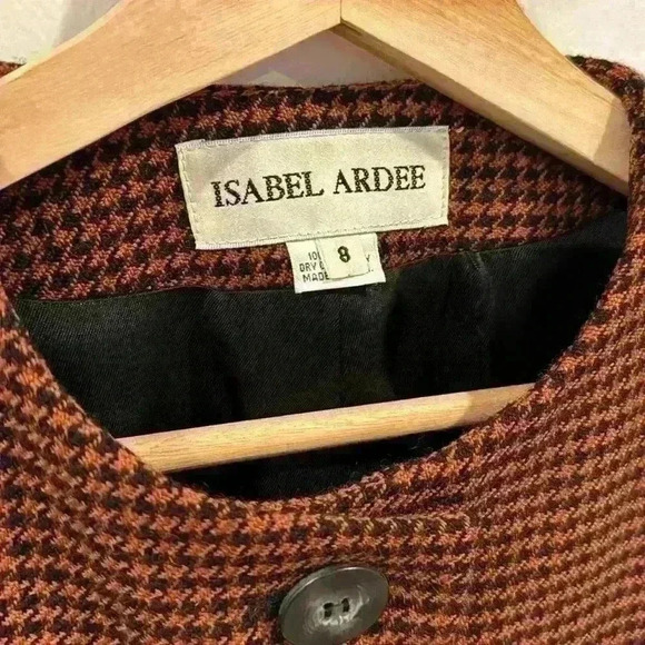 Vintage Isabel Ardee Women’s Houndstooth Wool Blazer Suit Jacket Size 8 - Picture 3 of 7